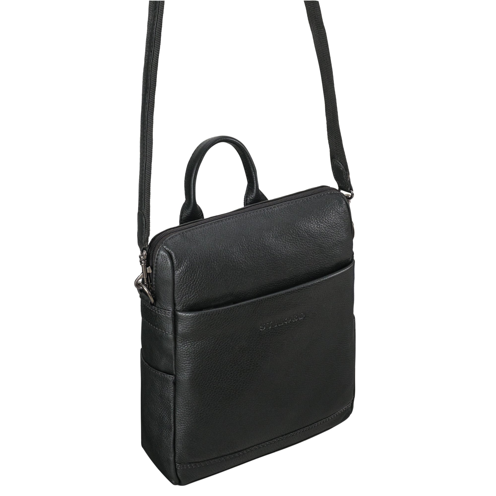Leder Umhängetasche Damen schwarz