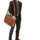 Schultertasche Leder groß braun