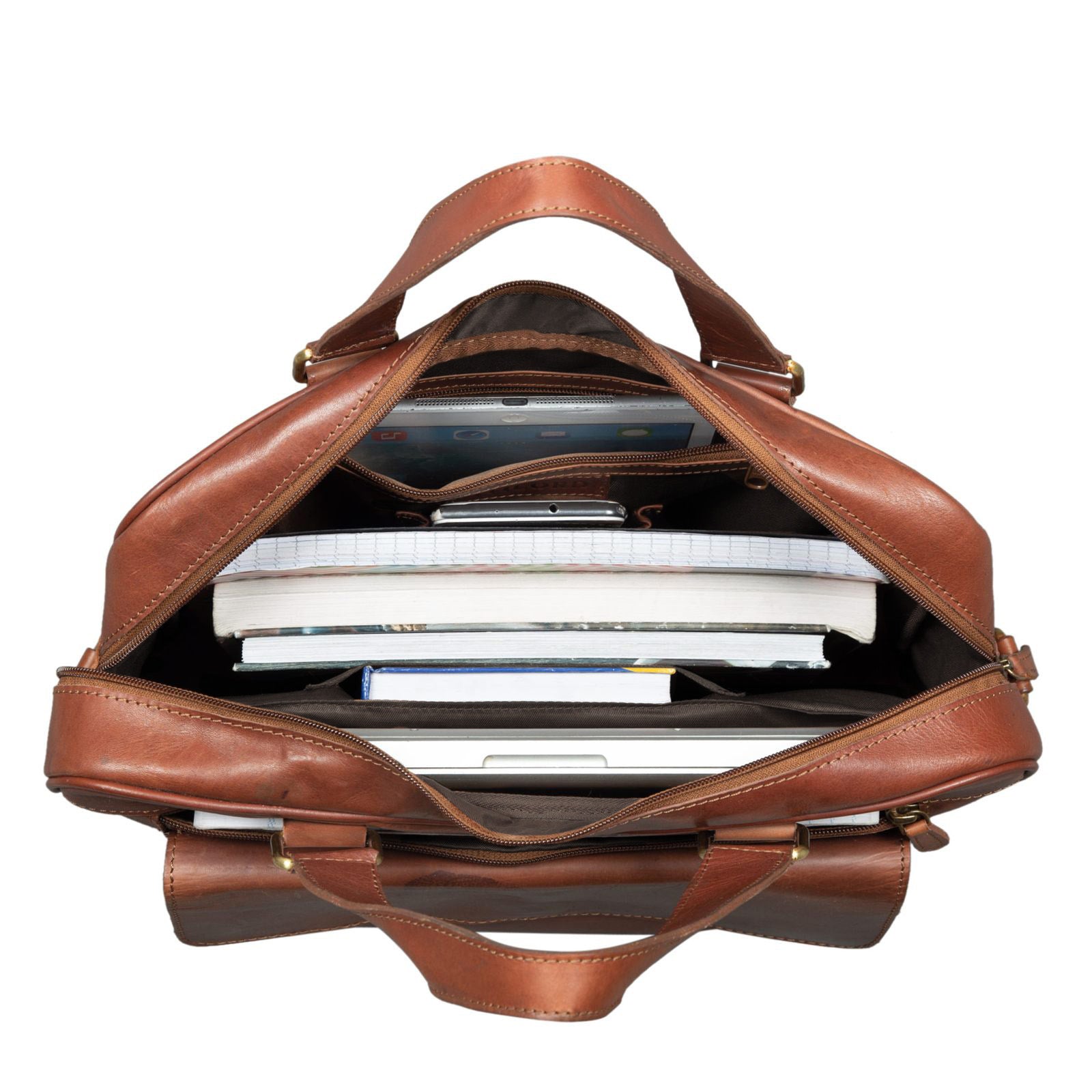 Handtasche viele Fächer braun