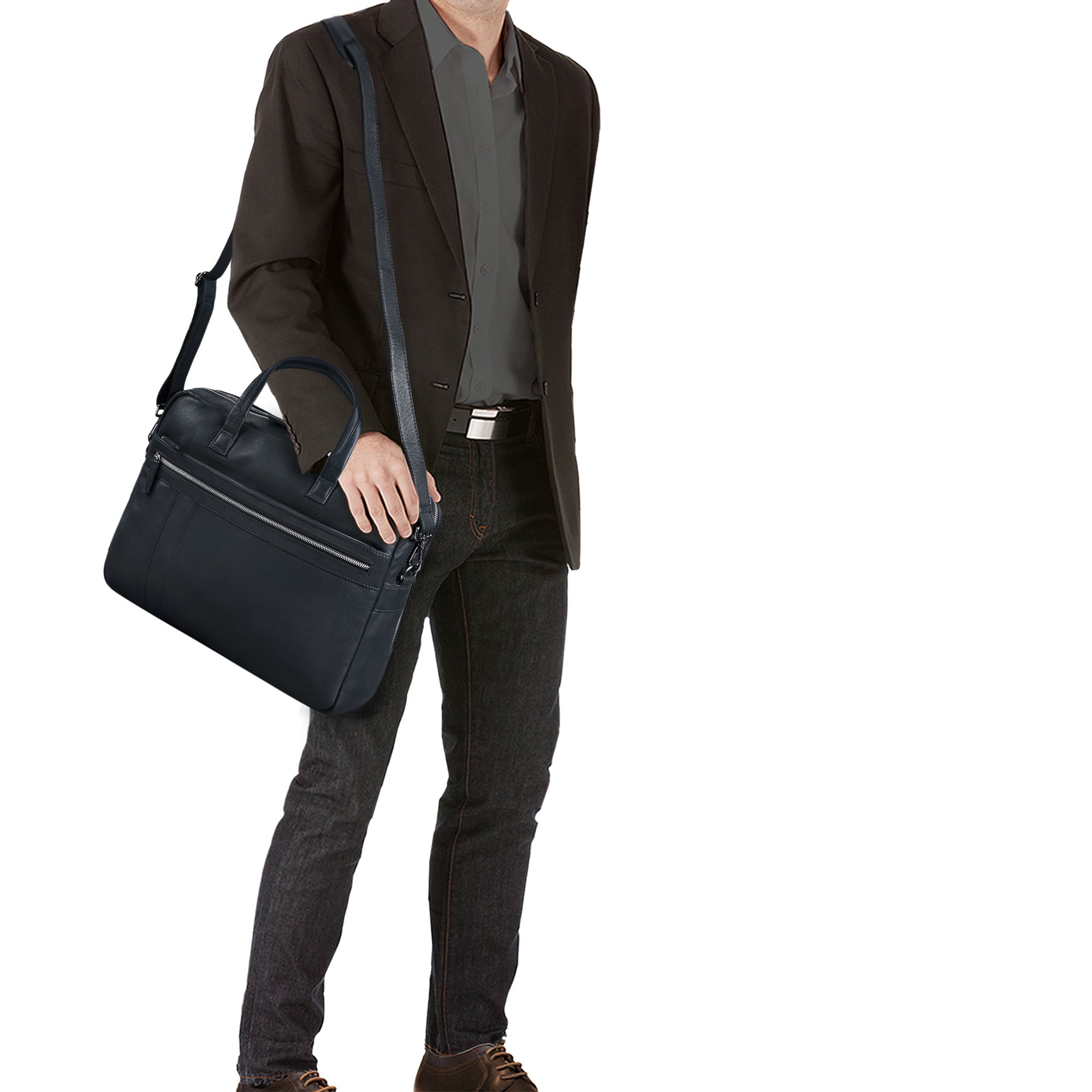 Schwarze Umhängetasche Leder XL