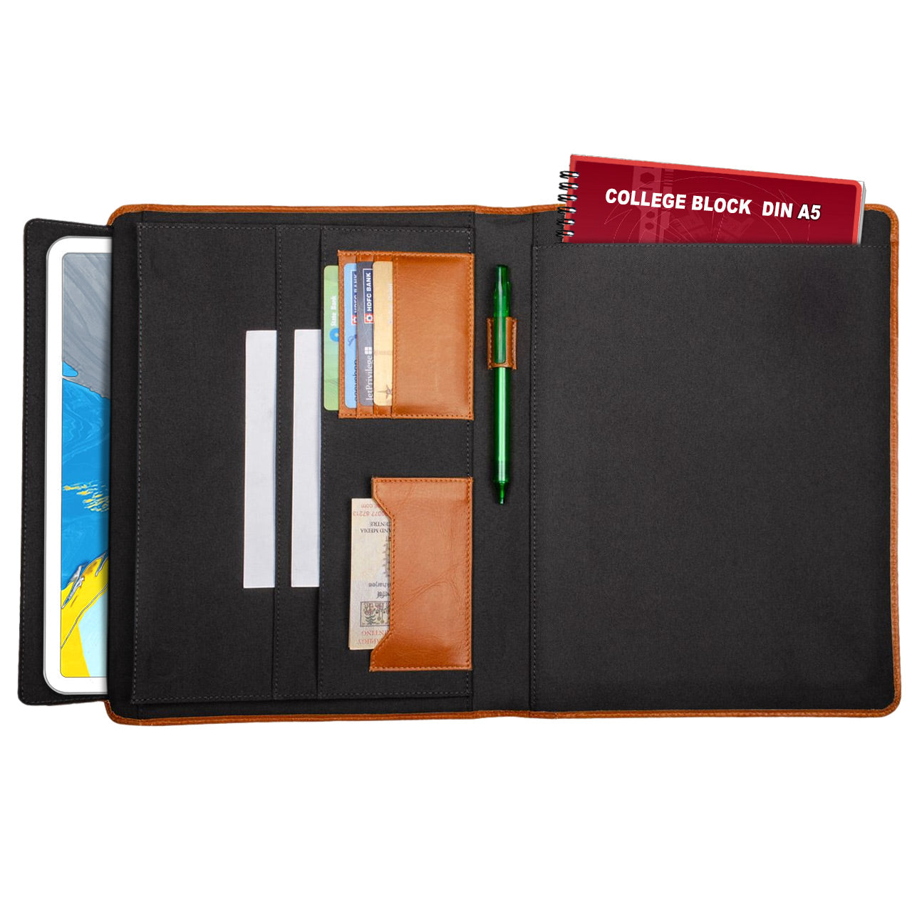 Notizmappe Echt-Leder Vintage braun