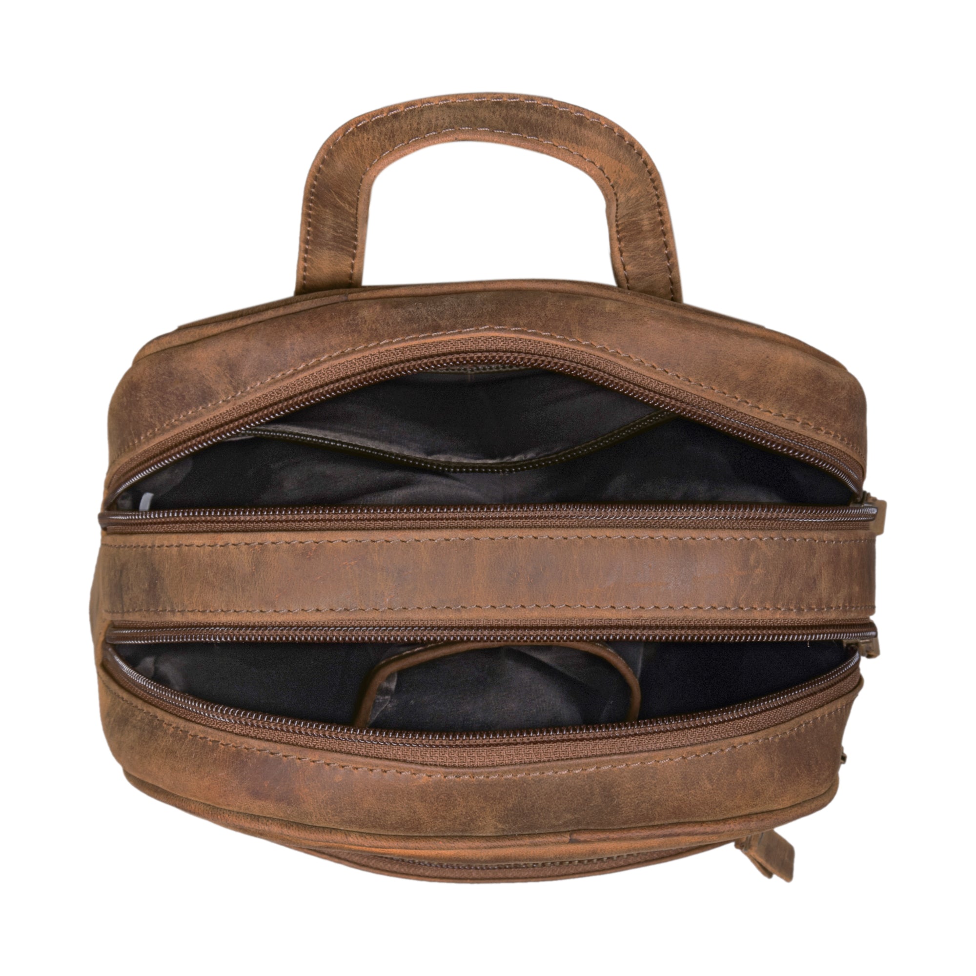 Retro Daypack 2 Hauptfächer braun Leder klein