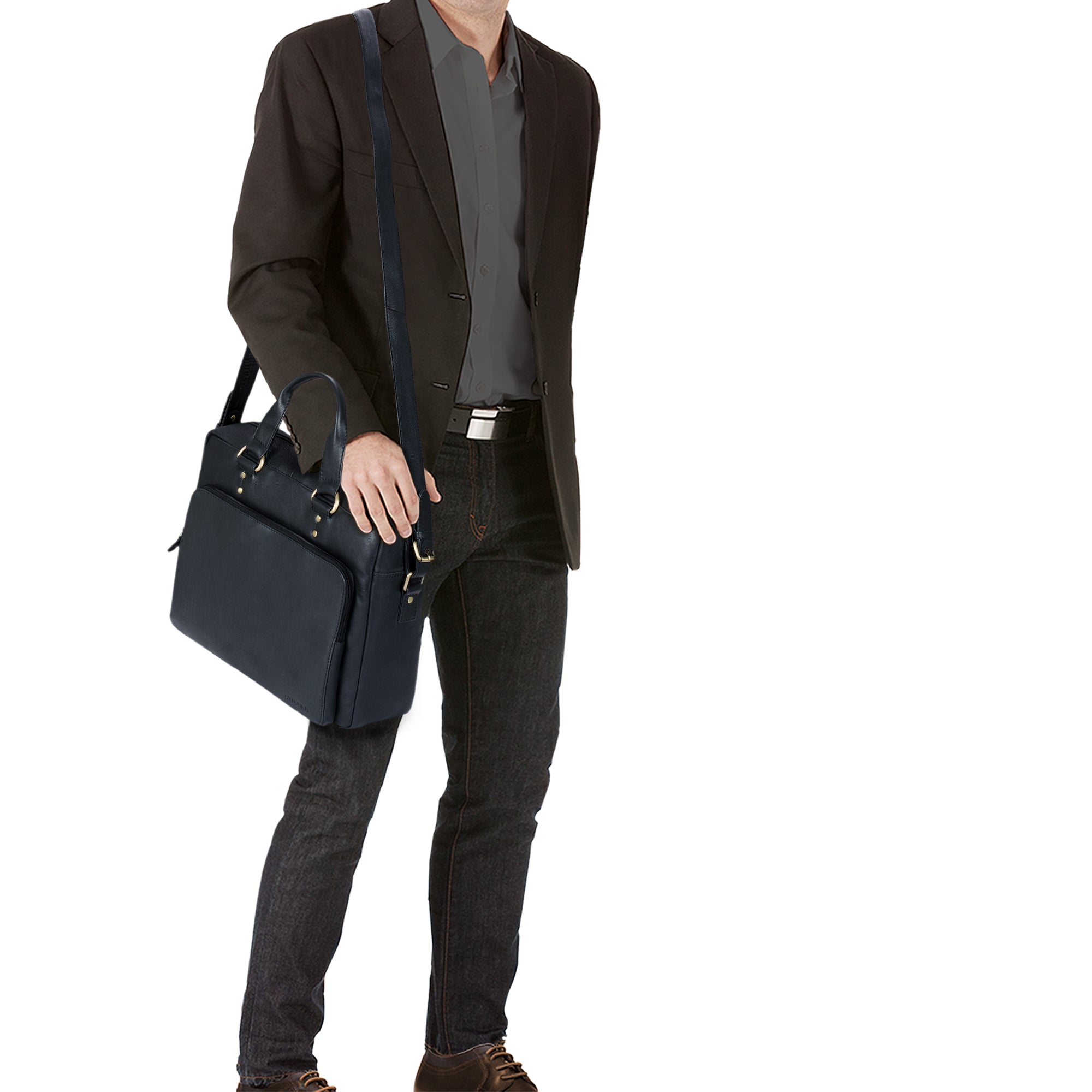 Schwarze Business Ledertasche Vintage