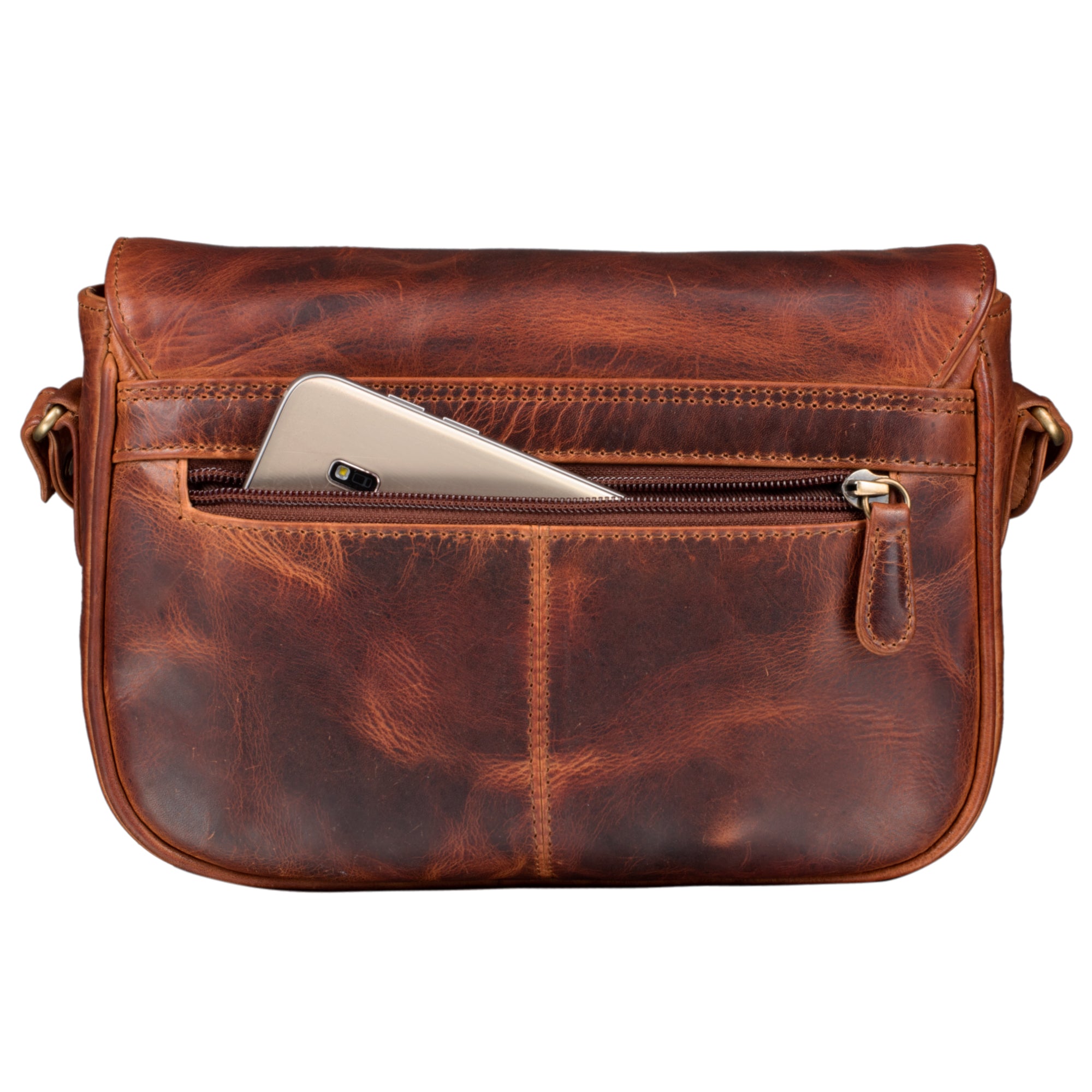 Echtleder Handtasche Vintage cognac
