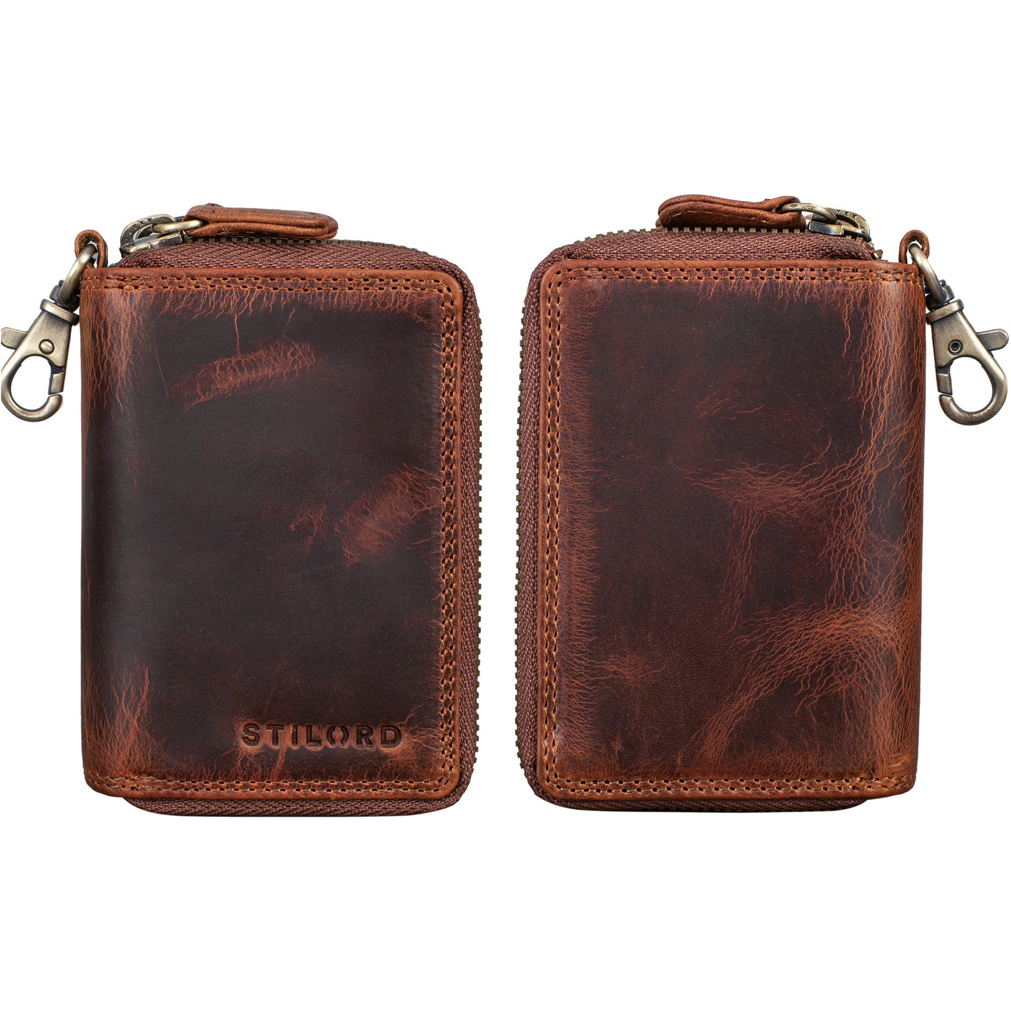 Leder Schlüssel Etui mit Schlüsselring braun