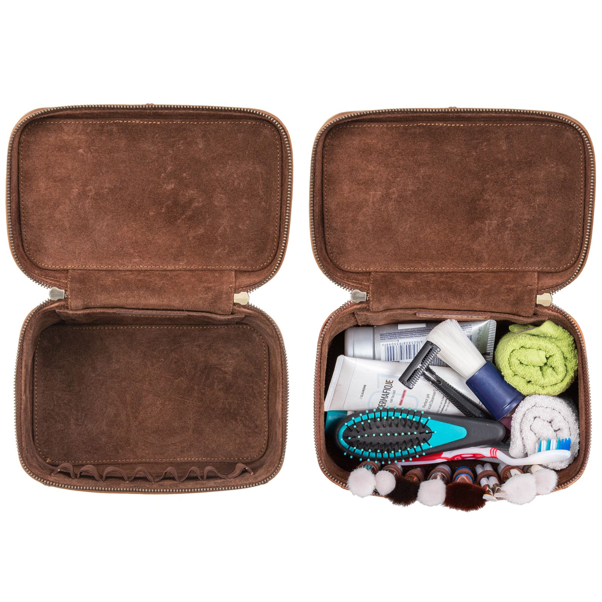  Kulturtasche Vintage gross Leder