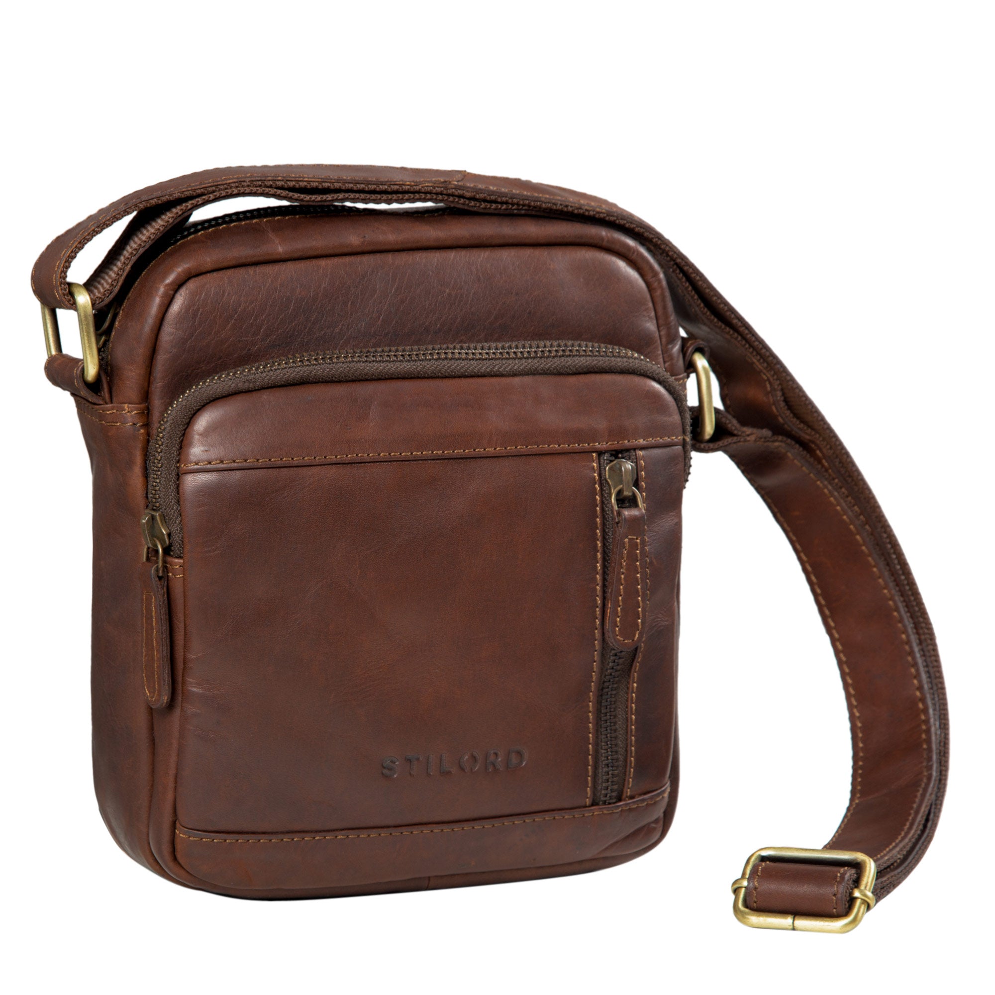 Kleine Herrentasche Echt-Leder dunkel-braun