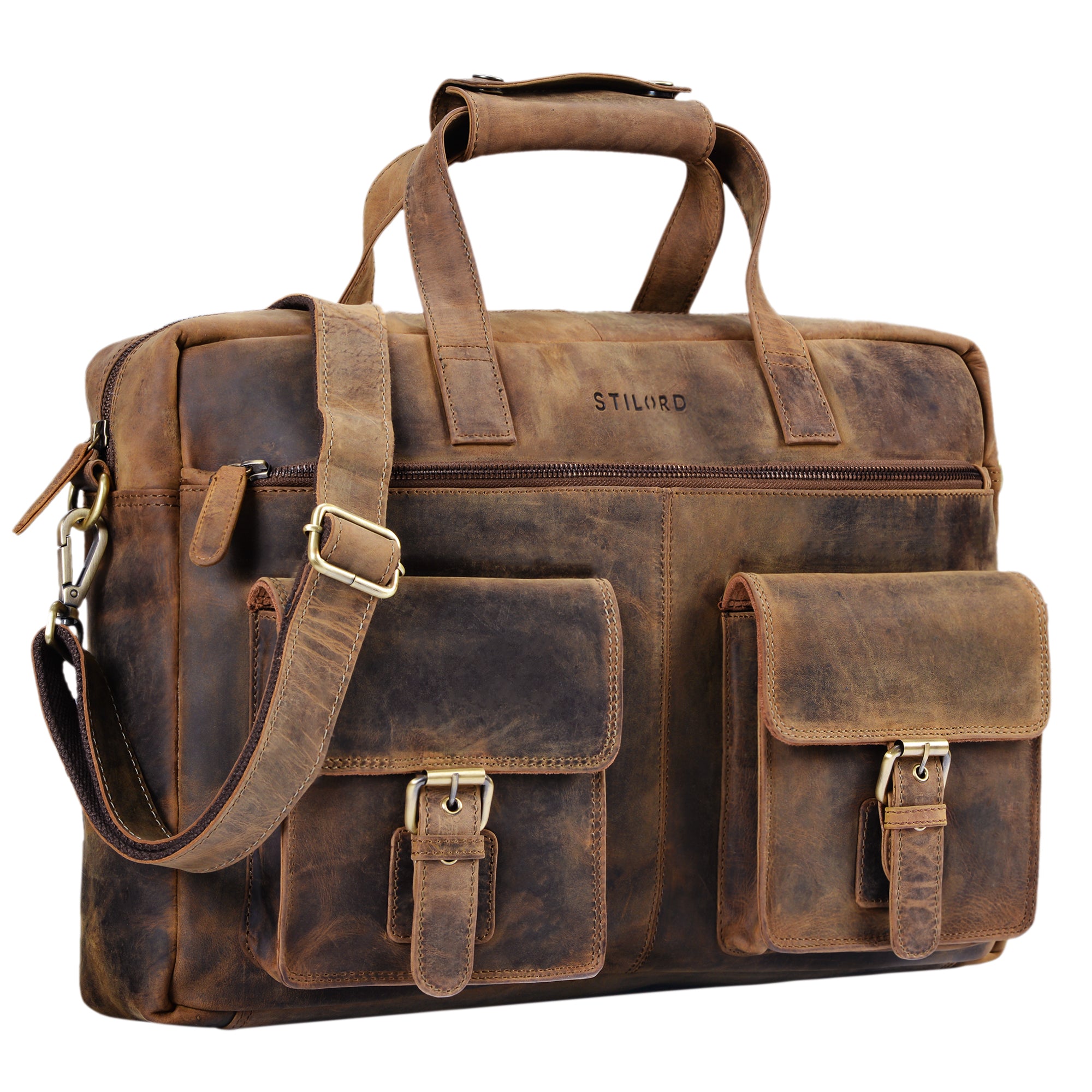Vintage Ledertasche Laptopfach 15.6 Zoll