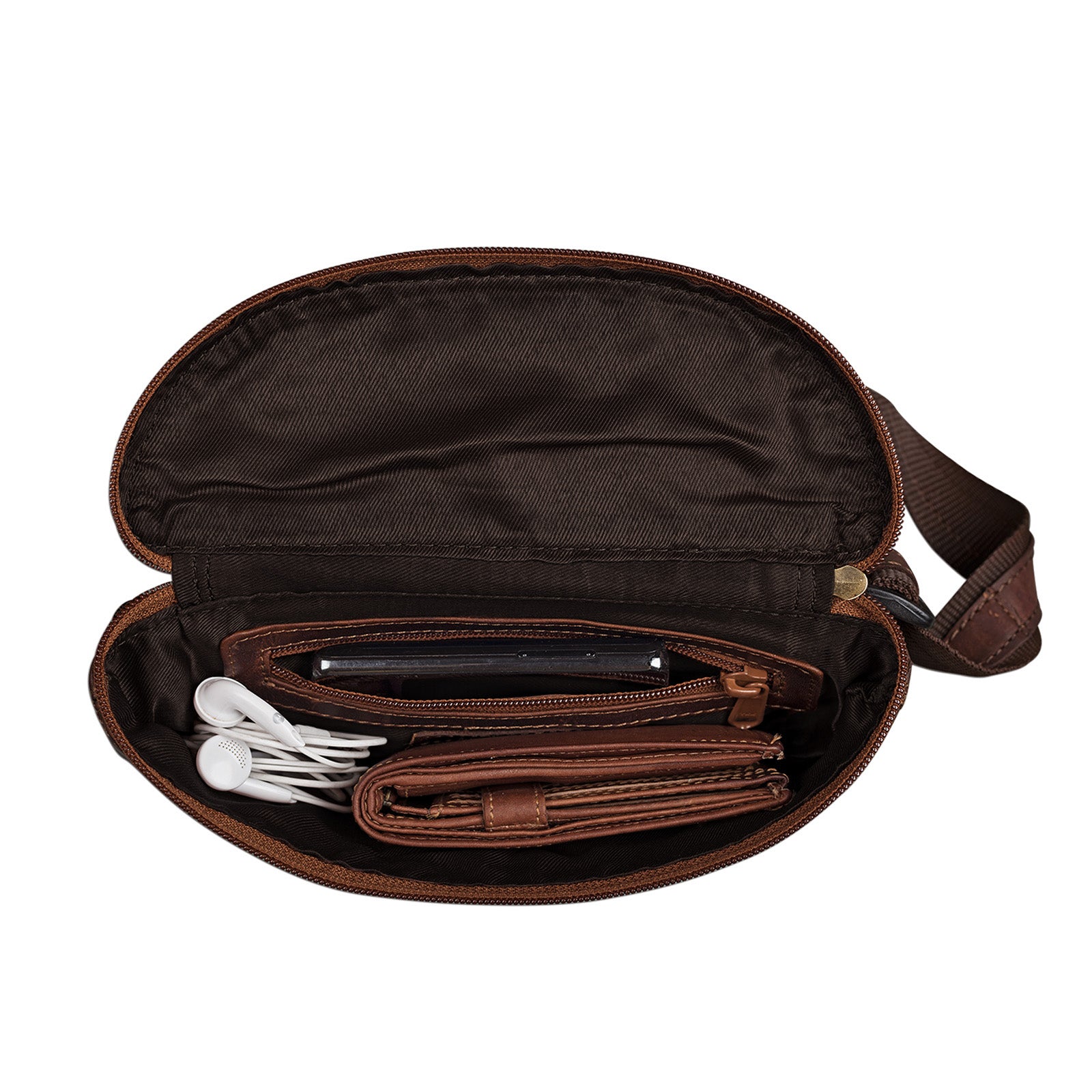 Vintage Ledertasche Bauch dunkel braun