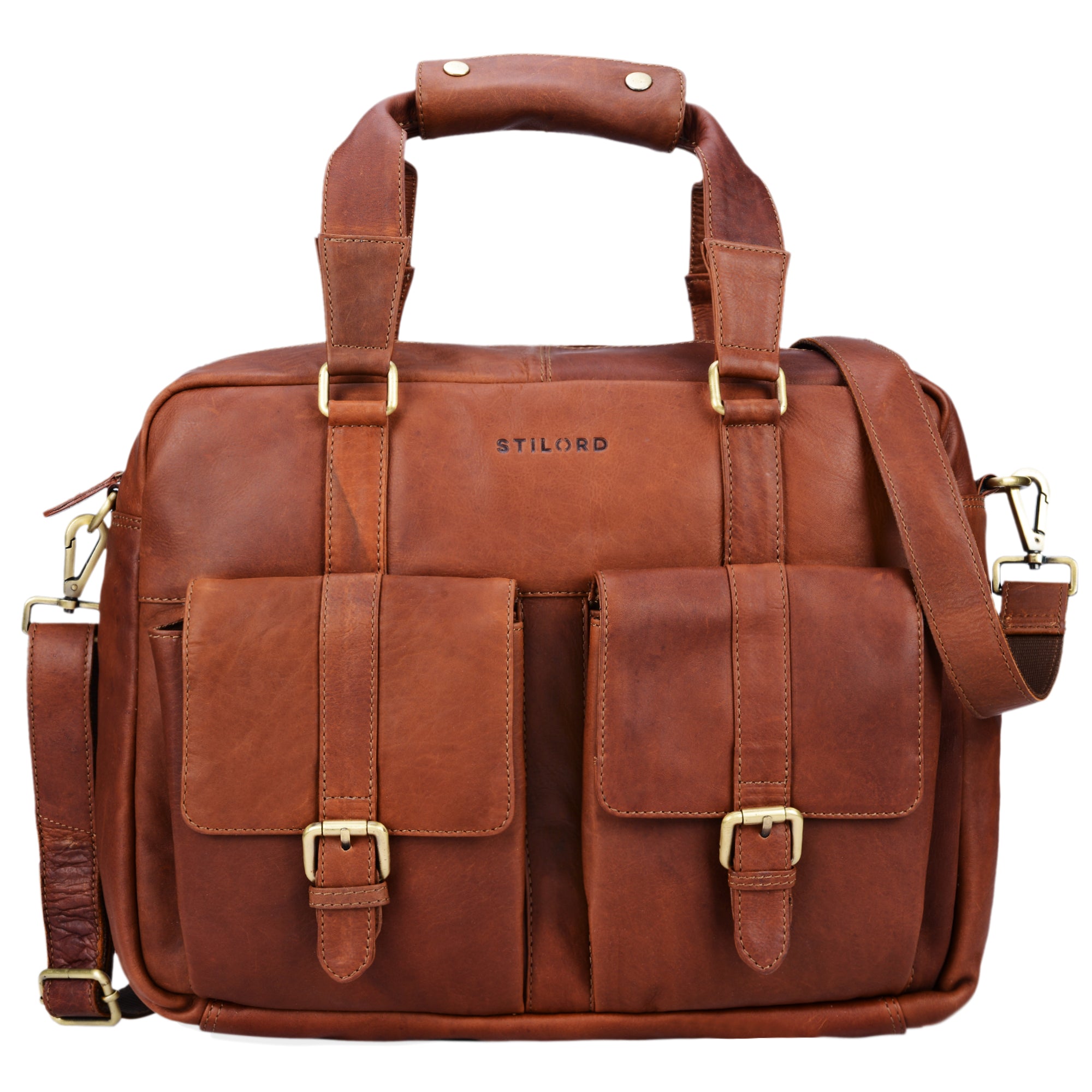 Große Ledertasche cognac braun