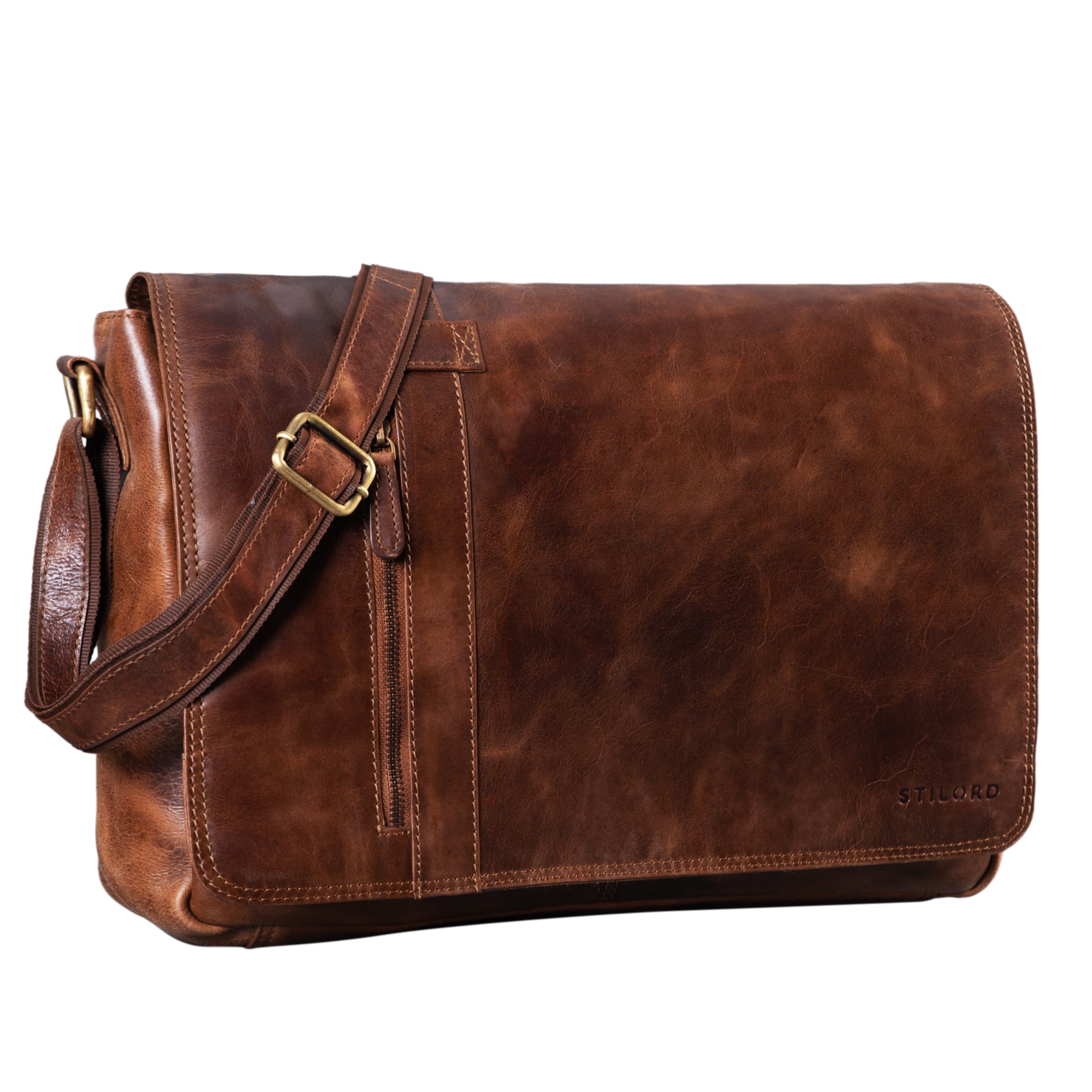 Große Messenger Bag Laptopfach Leder