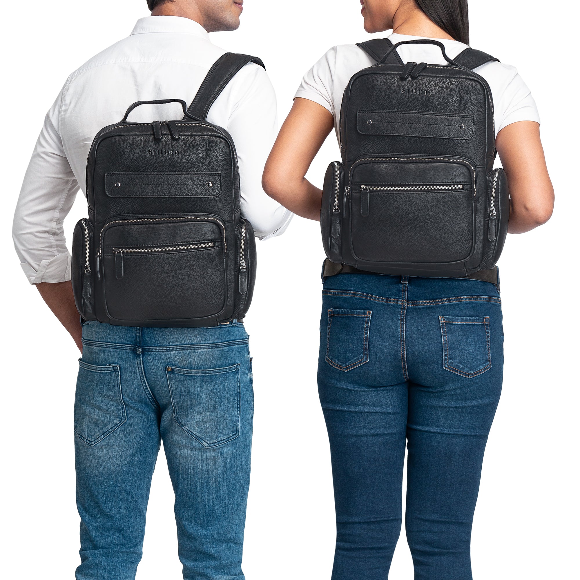 Echtleder Rucksack Unisex schwarz