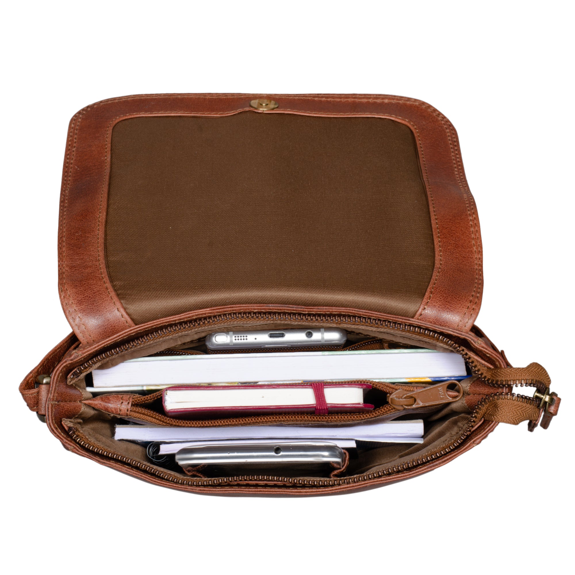 Echtlederhandtasche Damen Umhängetasche Hell-Braun
