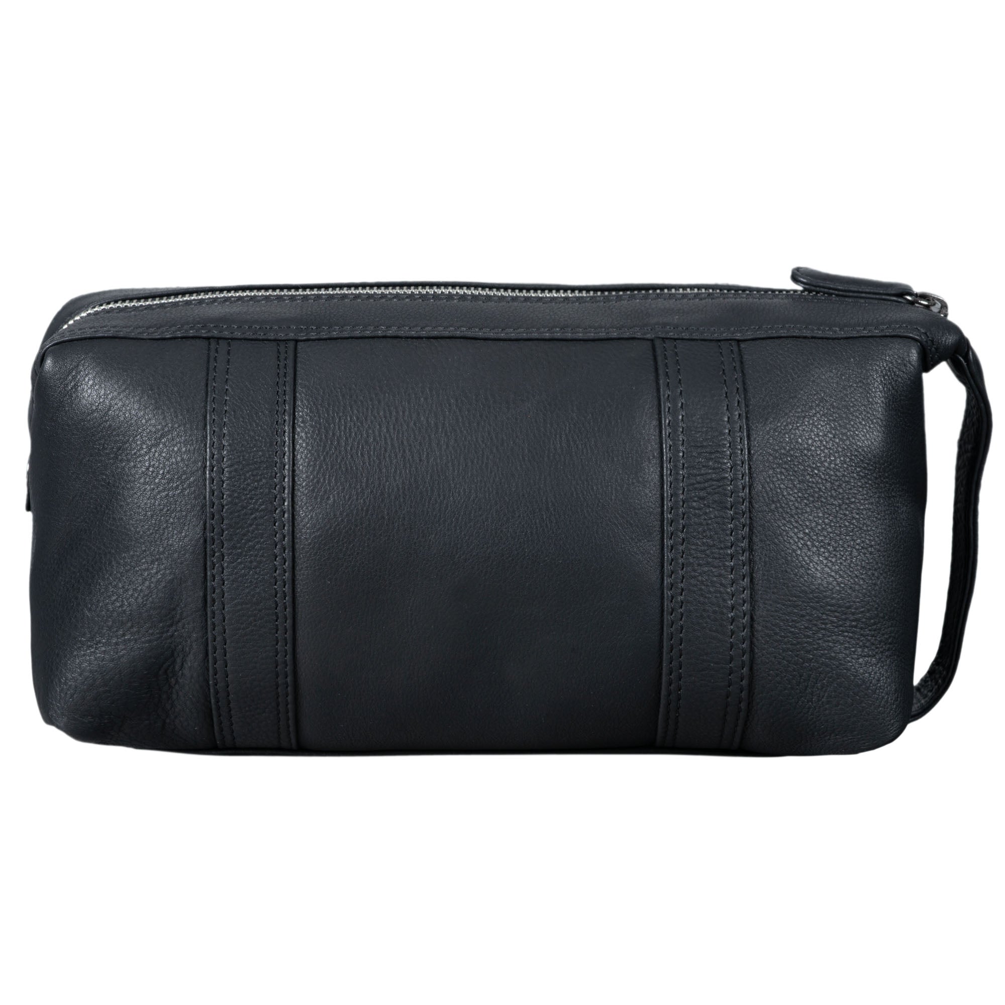 Schwarze Waschtasche Männer echtes Leder