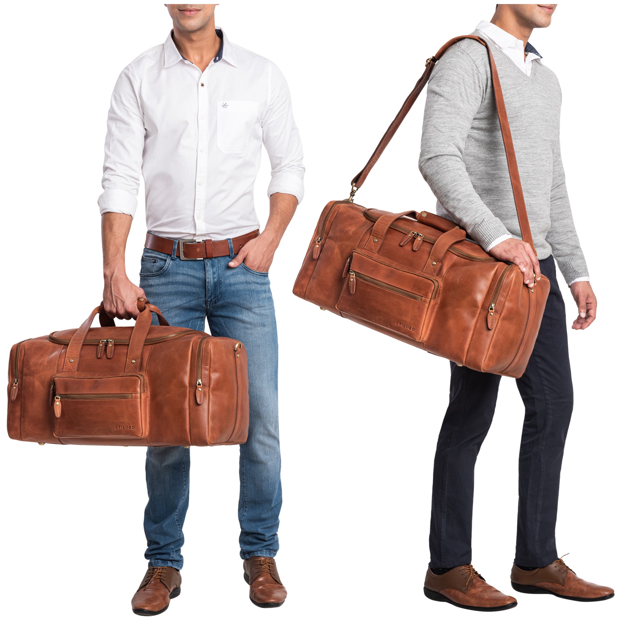 Weekender-Bag Herren Leder Braun