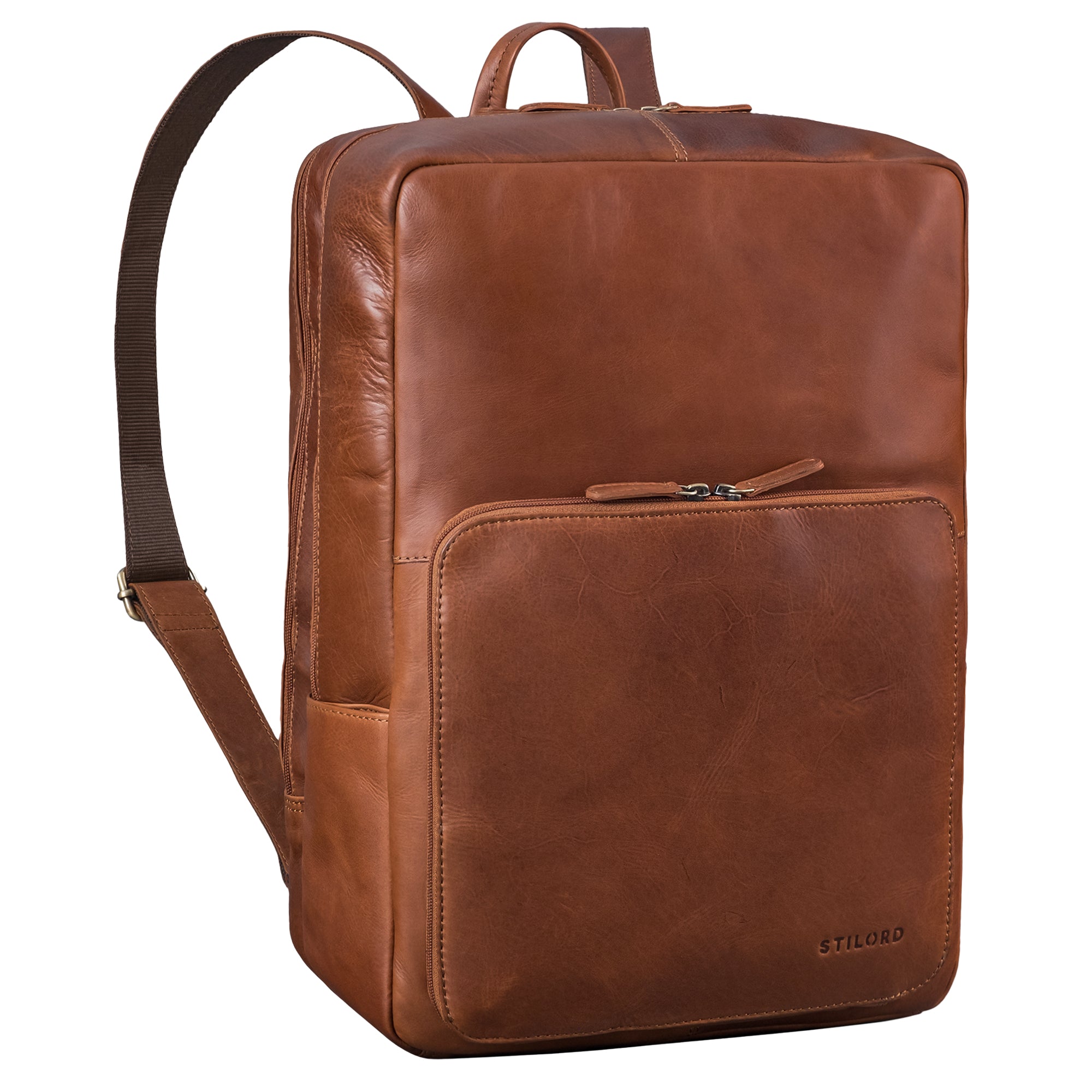 Leder Laptop Rucksack 17 Zoll Herren Braun
