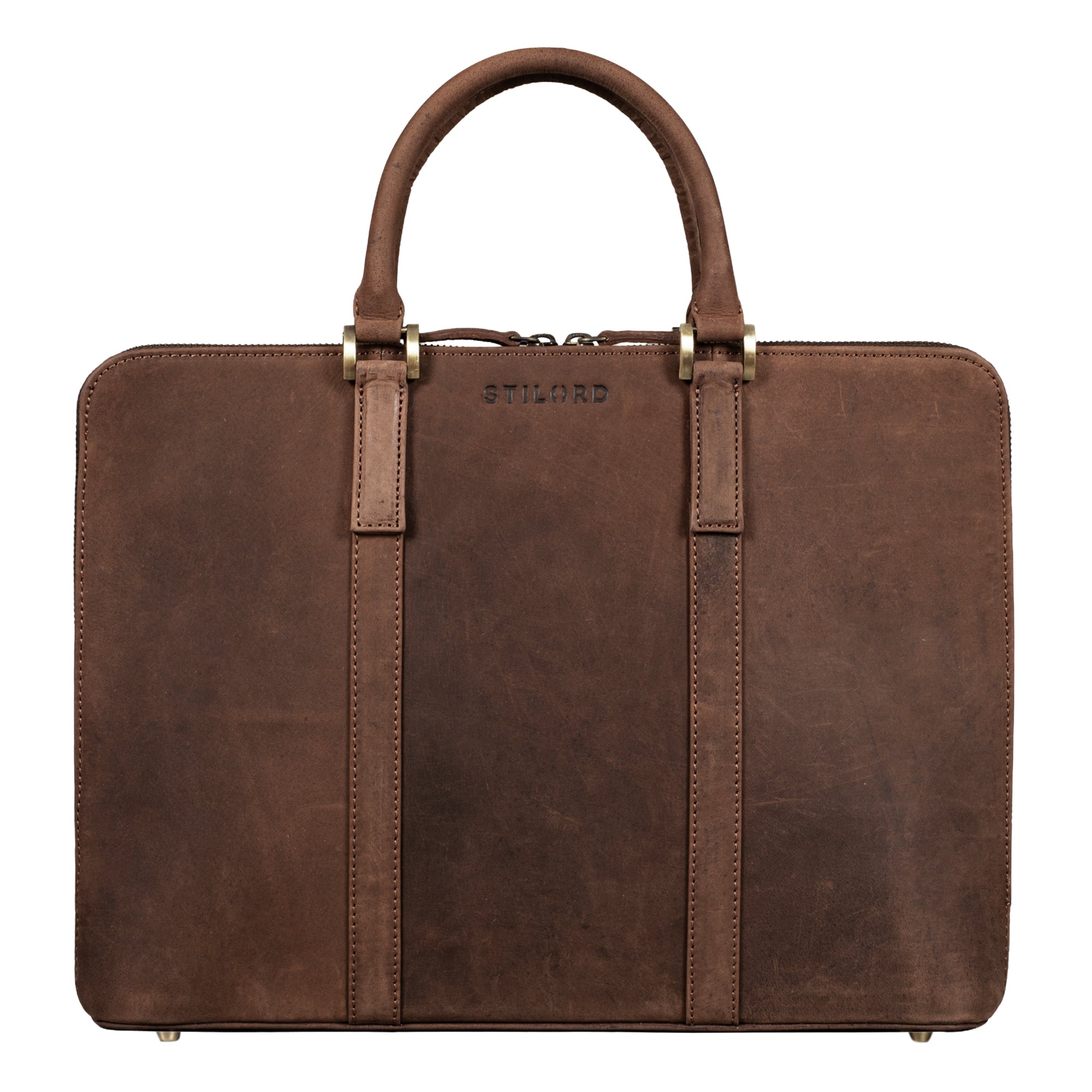 leder arbeitstasche damen schmal braun