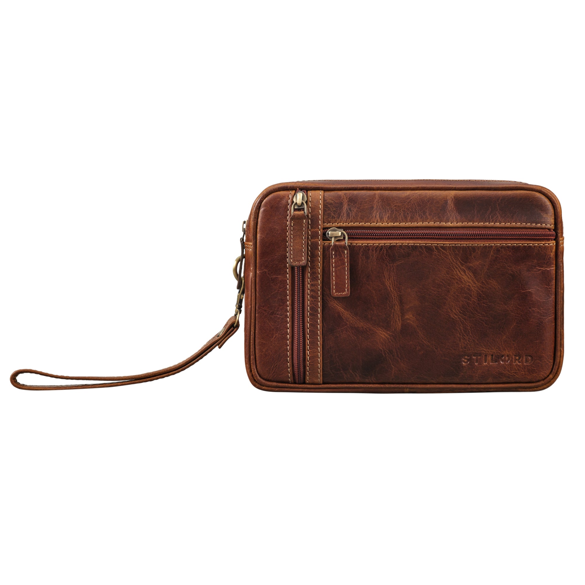 braune Handgelenktasche Herren Leder