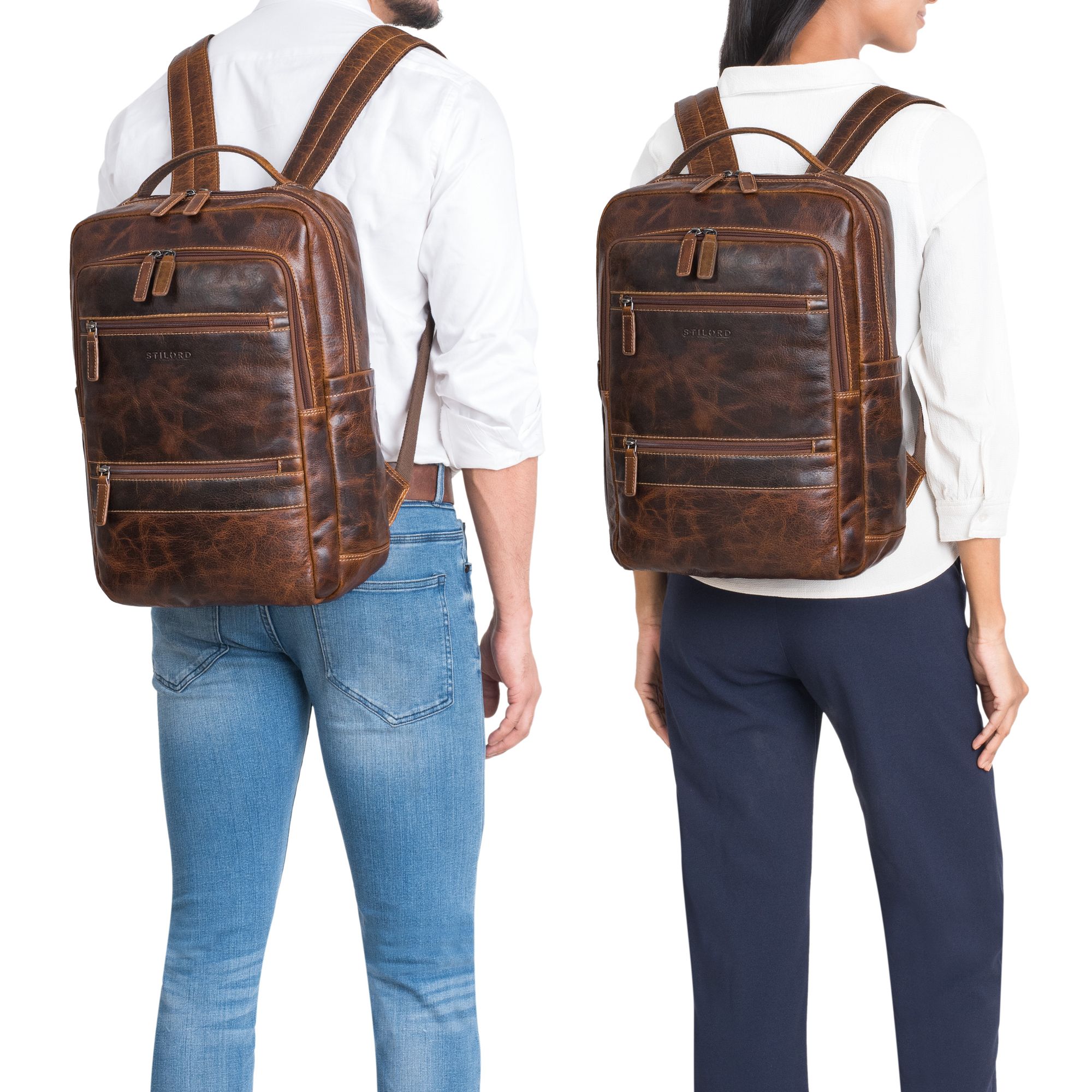 echtleder braun rucksack business damen elegant
