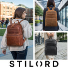 Echtleder Laptoprucksack Cognac Braun 15.6 Zoll für Damen 
