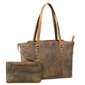 "Livia" Borsa Shopper Donna in Pelle Grande Set 2 Pezzi con Pochette o Portafoglio