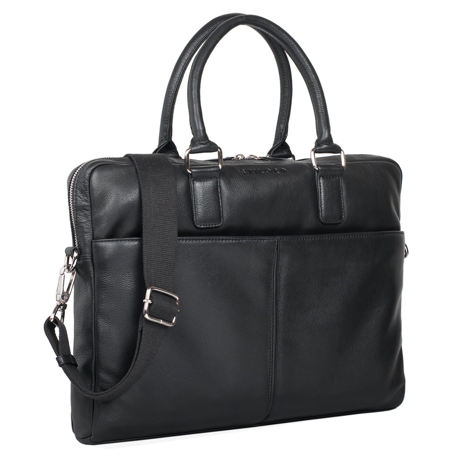 schwarze Herrentasche Leder groß umhängen