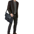 große Businesstasche Leder verstellbarer Gurt Retro Look