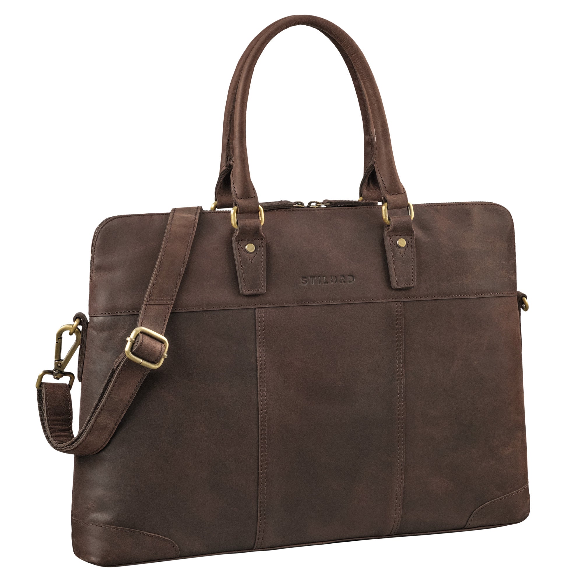 Ledertasche Damen mit Laptopfach 15.6 zoll groß braun