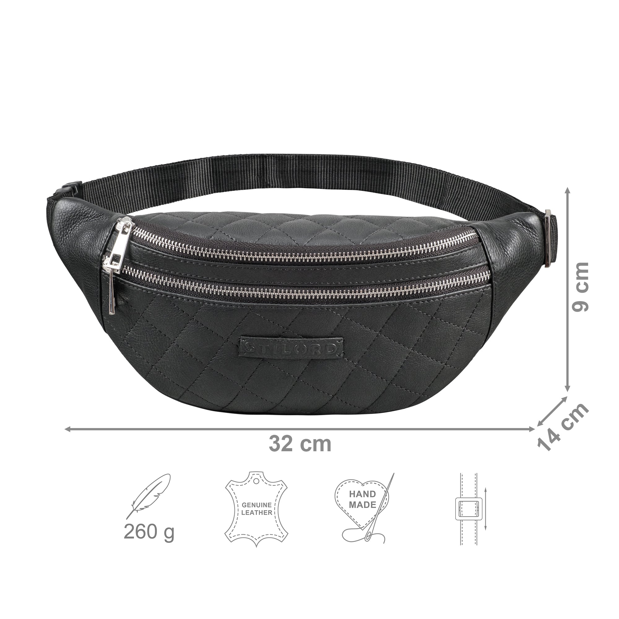 Bauchtasche Leder Herren Damen schwarz