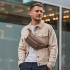 echt leder bauchtasche herren braun mittel
