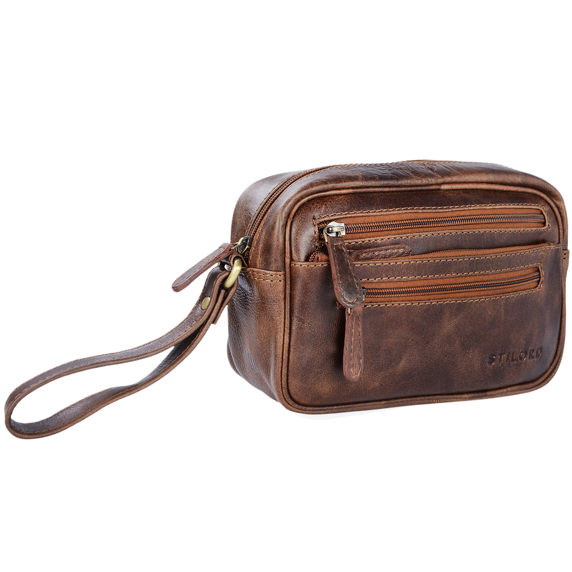 kleine Retro Handgelenktasche Leder