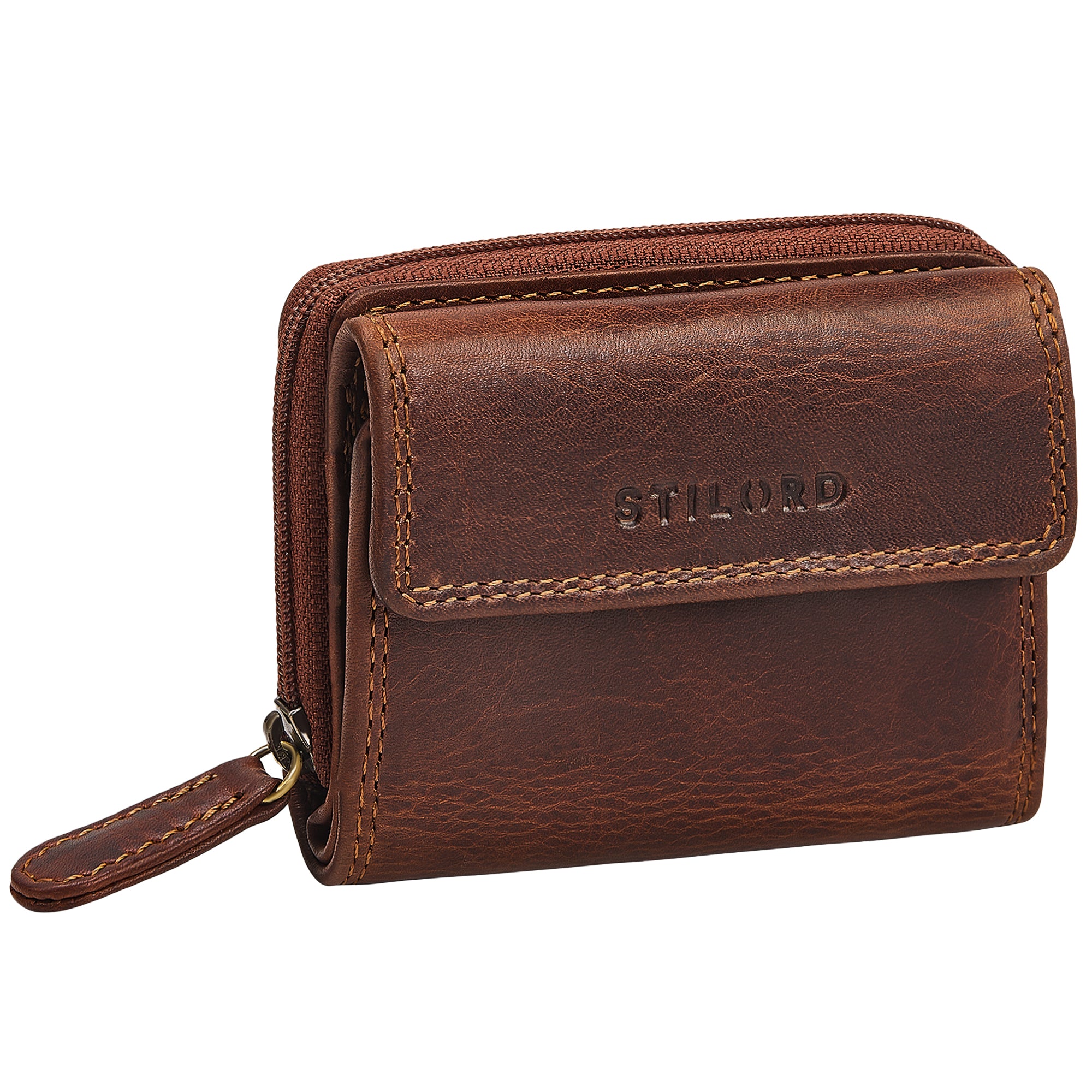 leder damen geldbeutel kleiner cognac