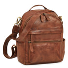 Kleine 2-in-1 Leder Rucksack-Tasche Cognac für Damen  