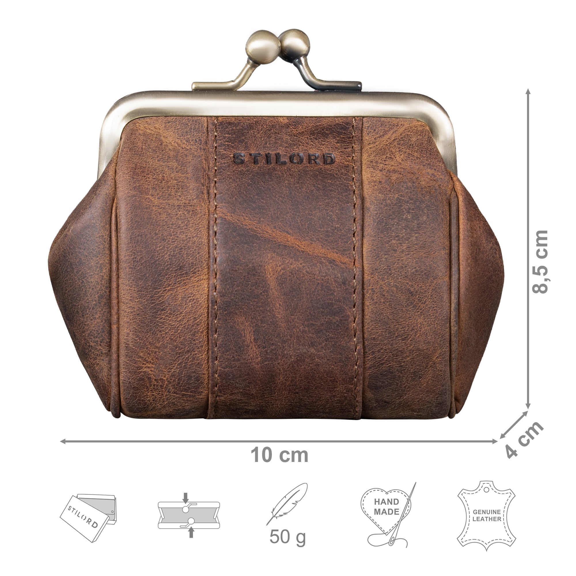 Kleines Leder Portemonnaie Braun Damen