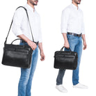 Schwarze Ledertasche Herren Groß Arbeit Tasche Leder Business