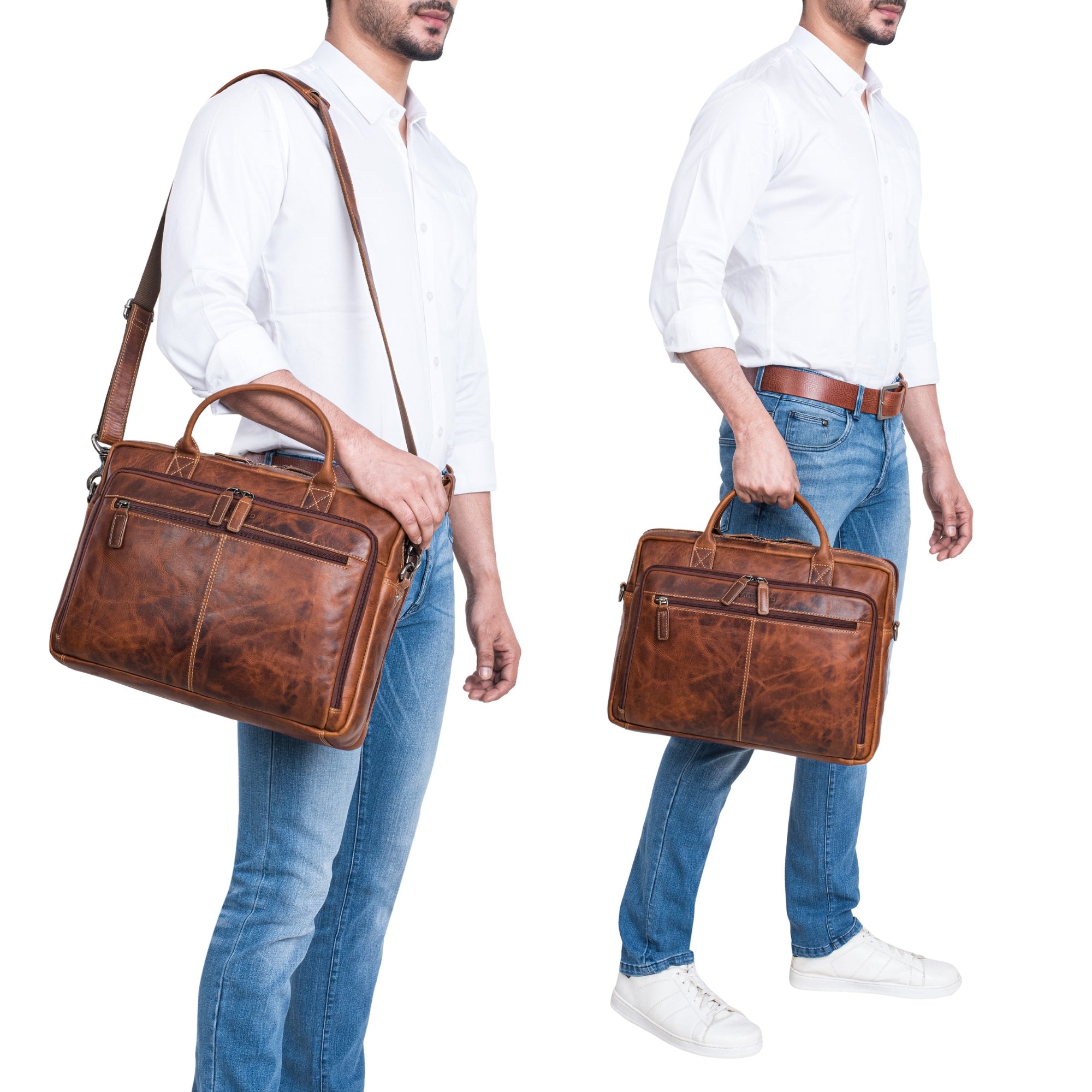 Braune Leder Laptoptasche 16 Zoll Groß Herren