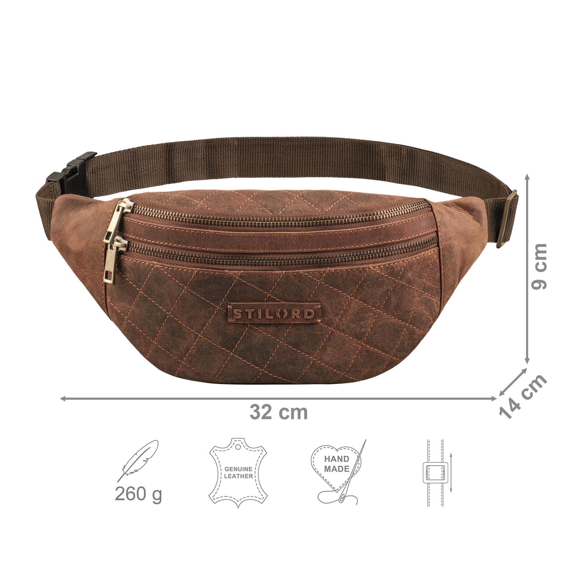 Bauchtasche Leder Herren Damen Hunter braun