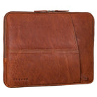 Laptop Sleeve Leder cognac aus der schrägen Frontalperspektive