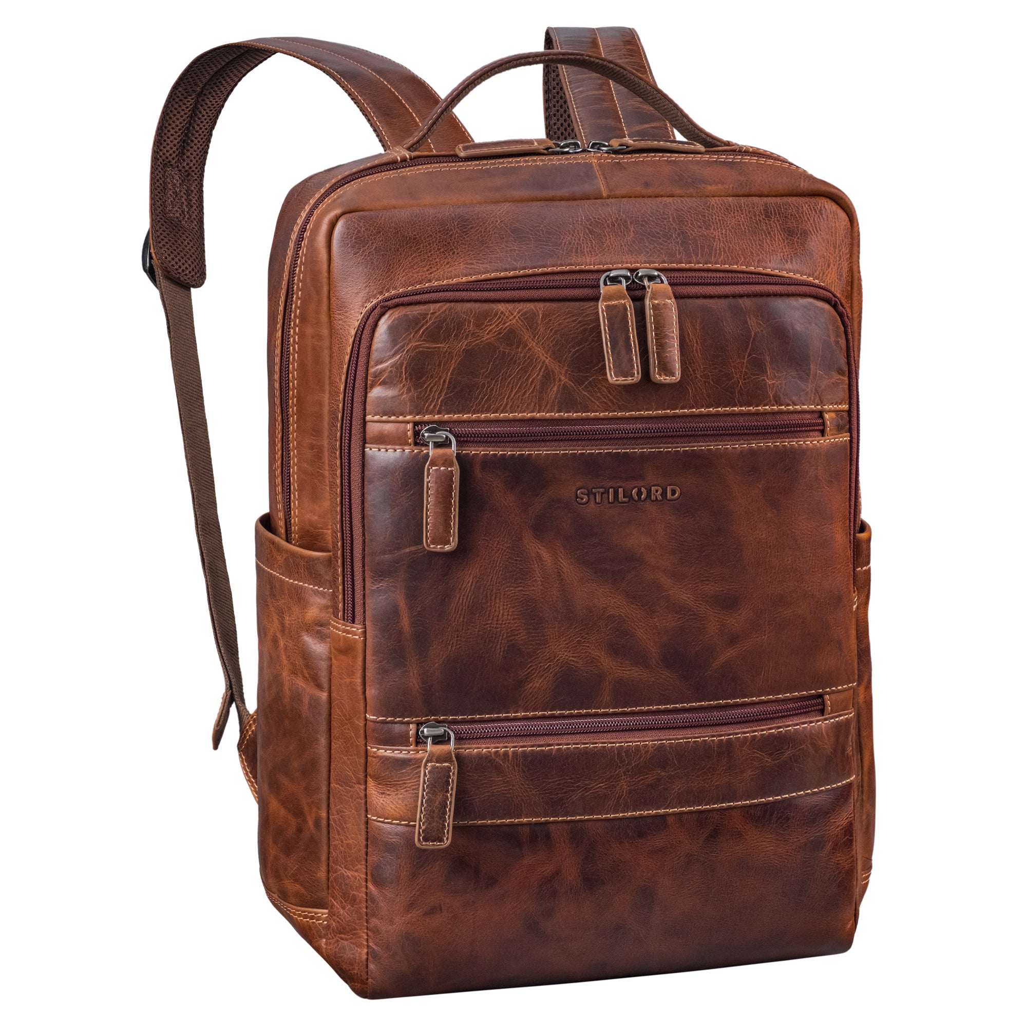 16 zoll laptop rucksack leder dunkelbraun