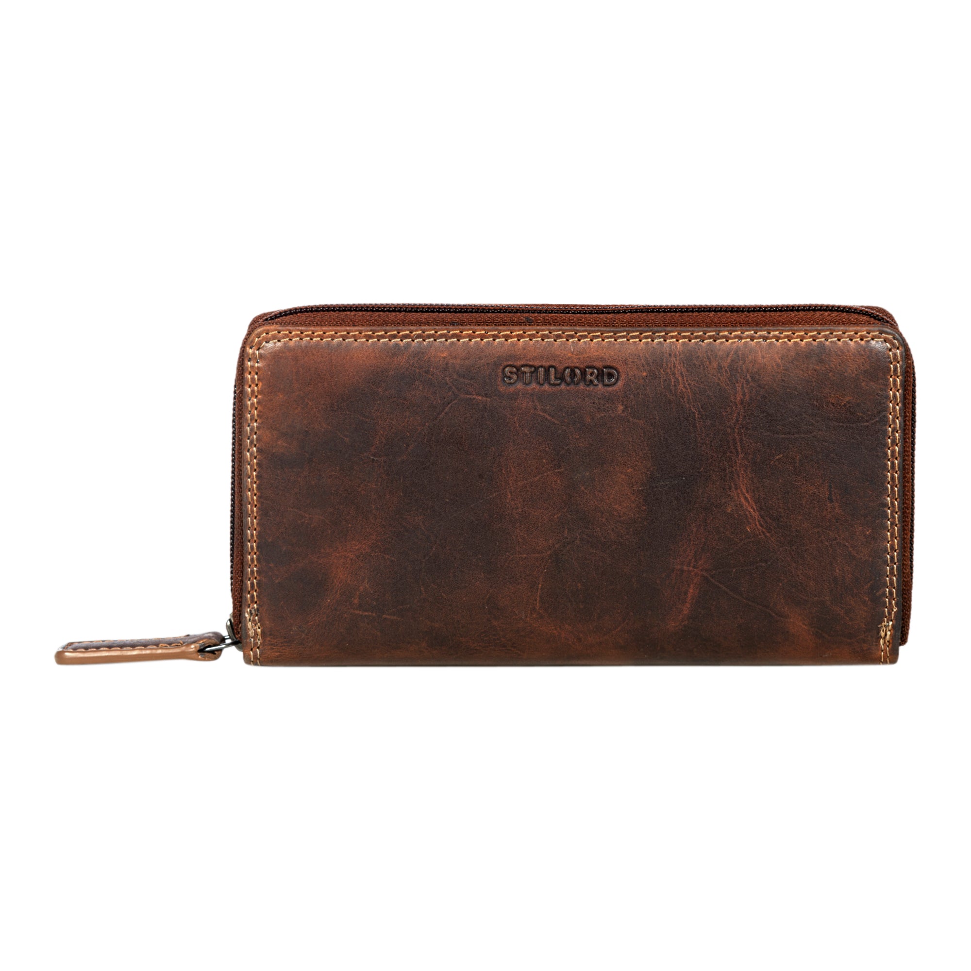 Frauen Portemonnaie Leder Cognac