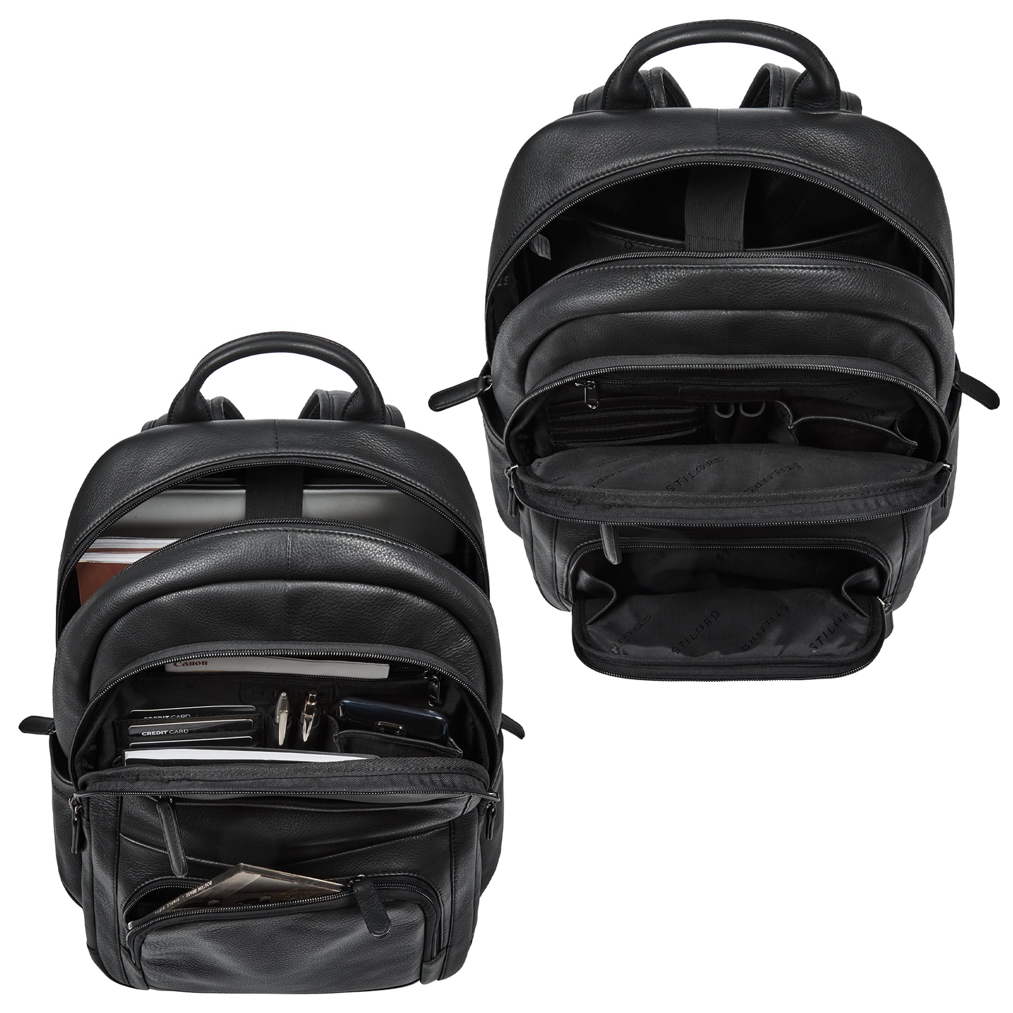 laptop leder rucksack groß herren schwarz