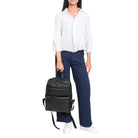 Schwarzer Lederruckack Damen für 15.6 Zoll