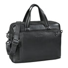 Schwarze Premium Leder Aktentasche Herren Laptoptasche 15 Zoll Ledertasche DIN A4 Mit Griff & Schultergurt