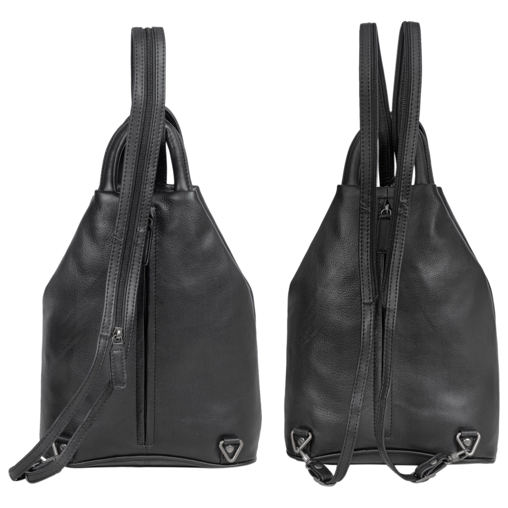 Leder Rucksack klein schwarz