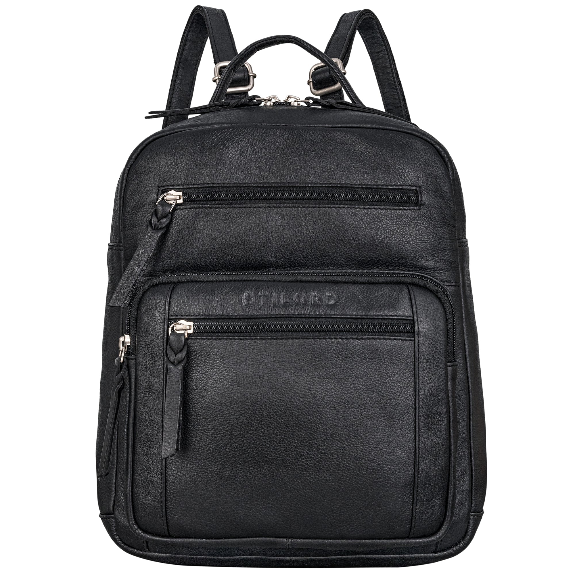 Schwarzer Frauen Rucksack Leder