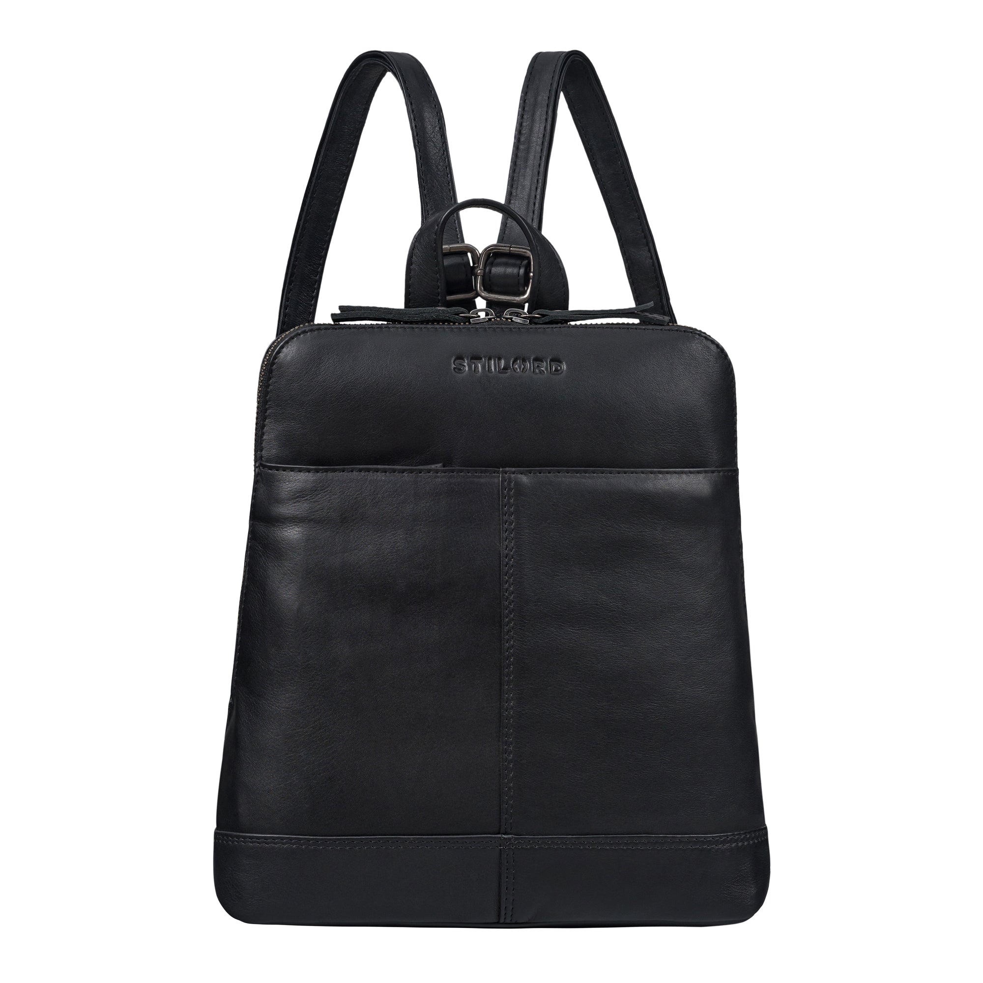 Leder Rucksack Damen schwarz