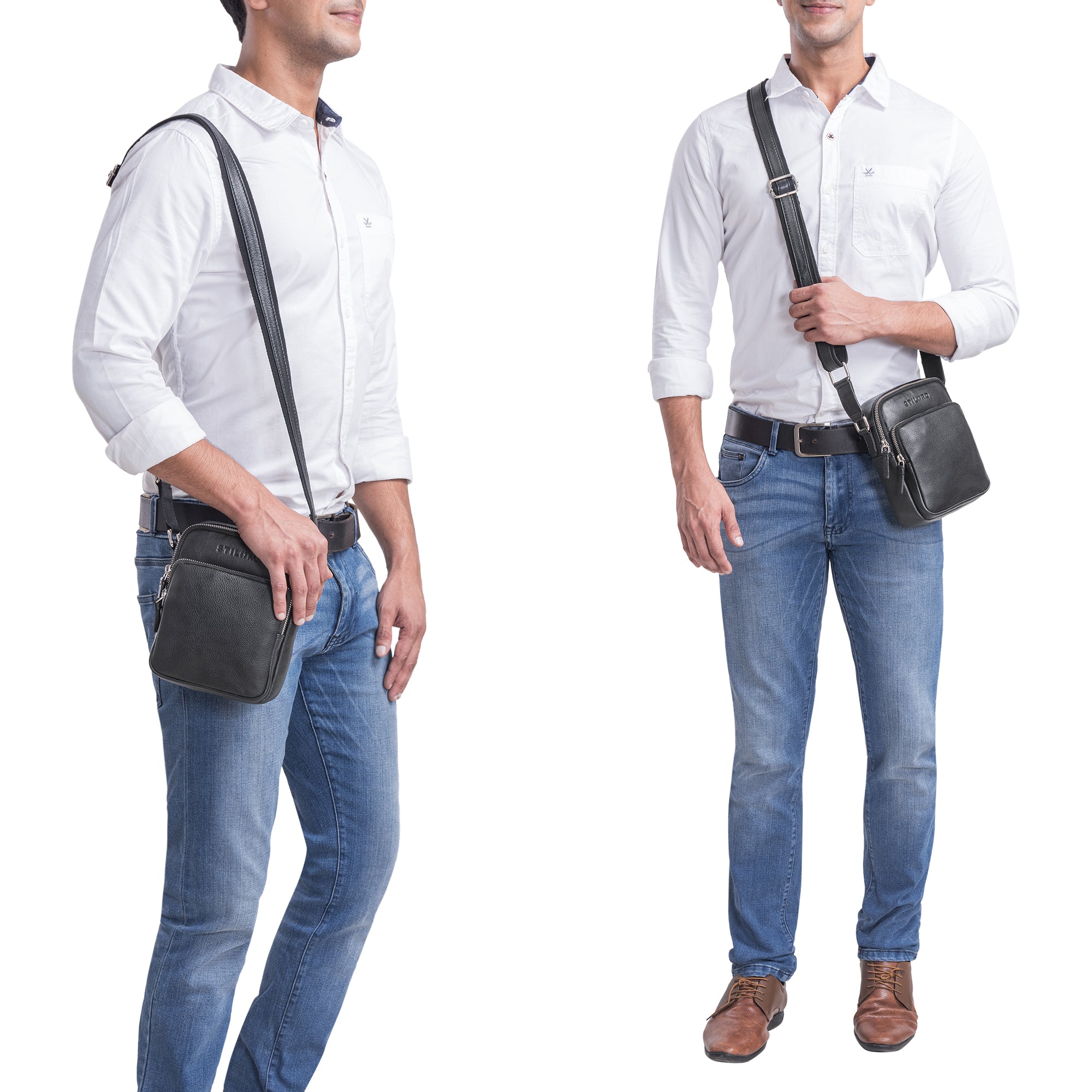 Robuste schwarze Herrenledertasche