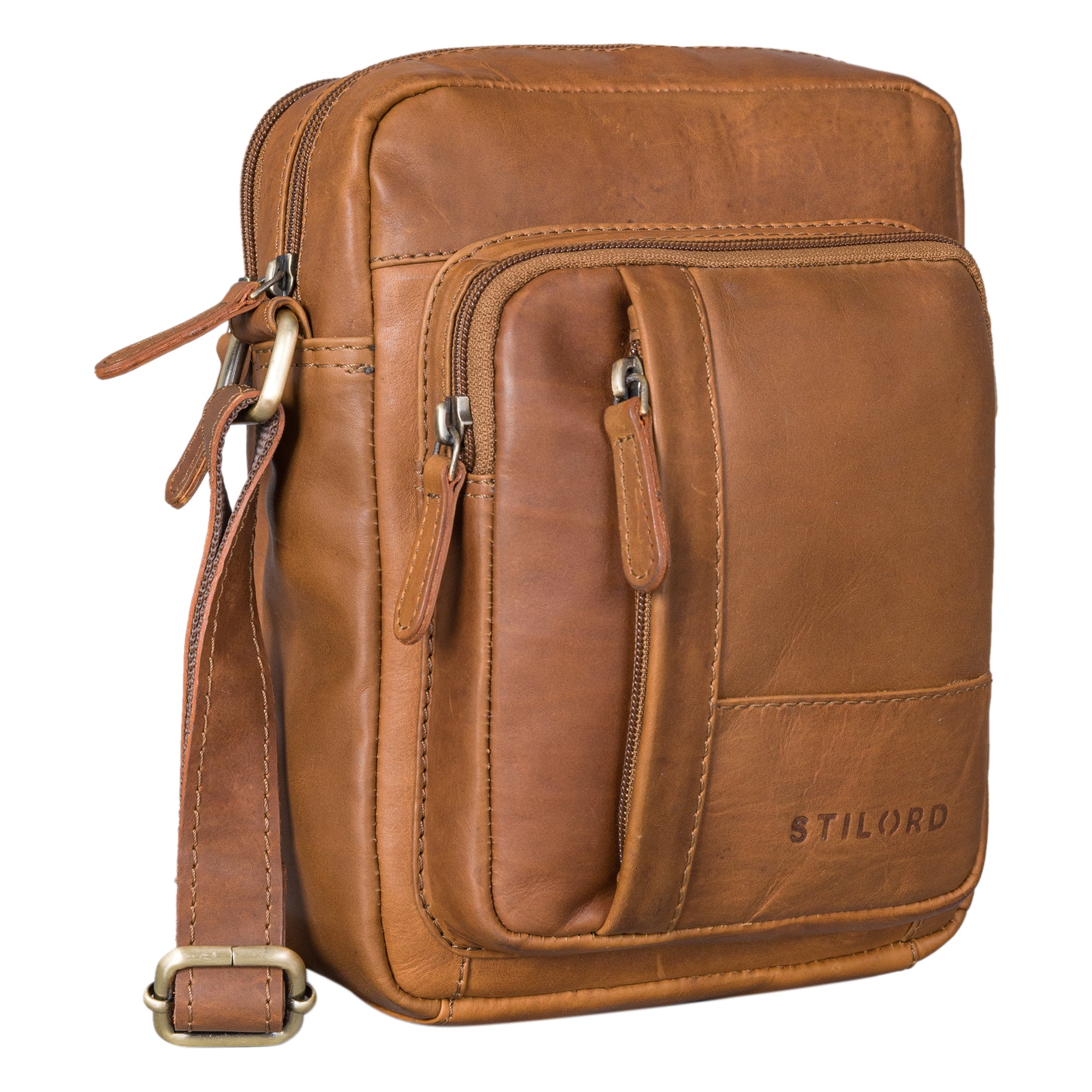 Herrentasche Vintage hellbraun mittelgroß